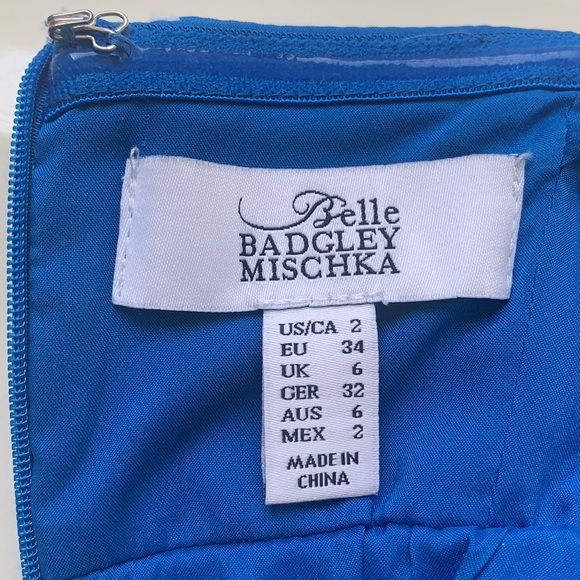 Badgley Mischka Strapless Metallic Blue Dress 2 - Picture 11 of 14